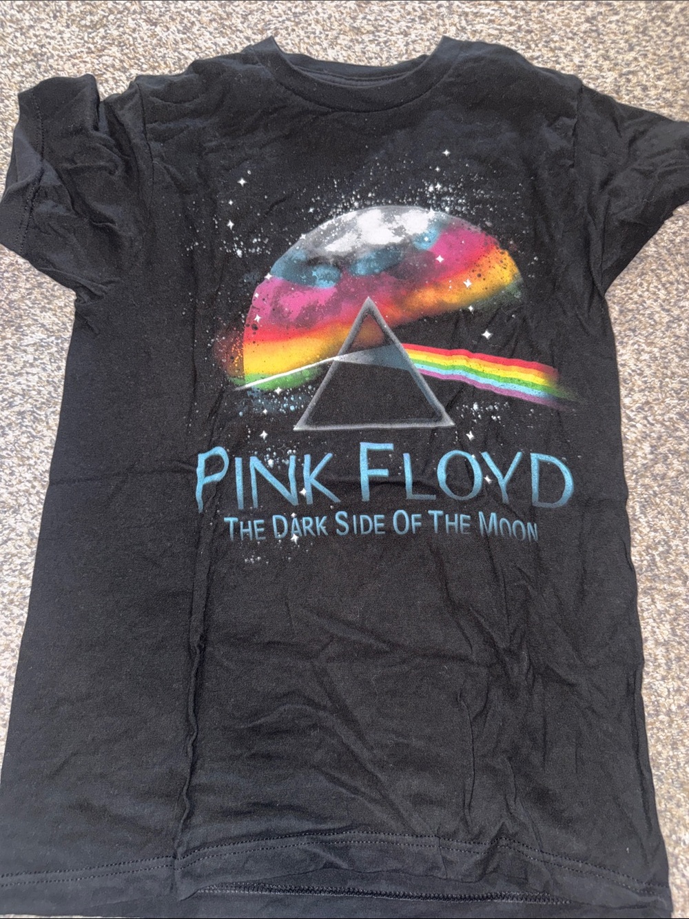 Pink Floyd Black Tee with Rainbow Prism Graphic
